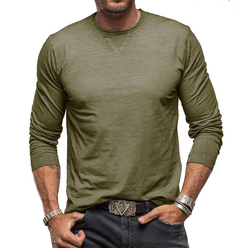 Men's Solid Color Round Neck Long Sleeve Basic T-Shirt 91049964X