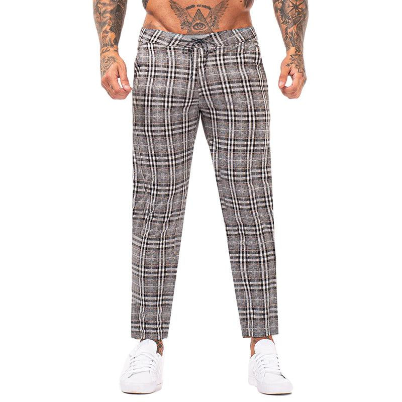 Men'S Retro Casual Plaid Straight Pants 85522735Y