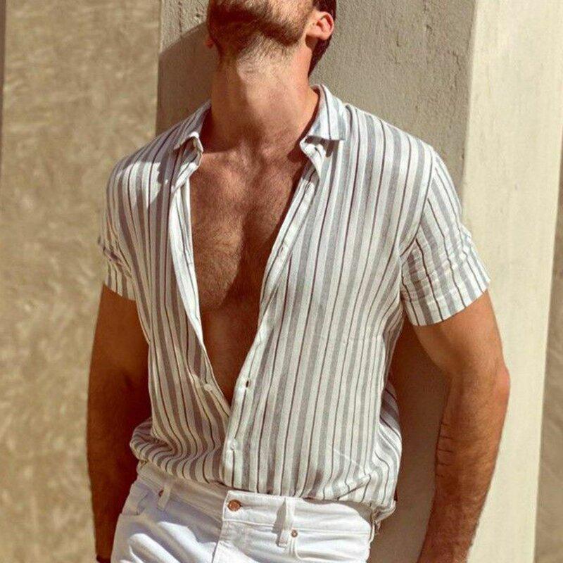 Camisa de manga corta con estampado de rayas para hombre 98980246Y