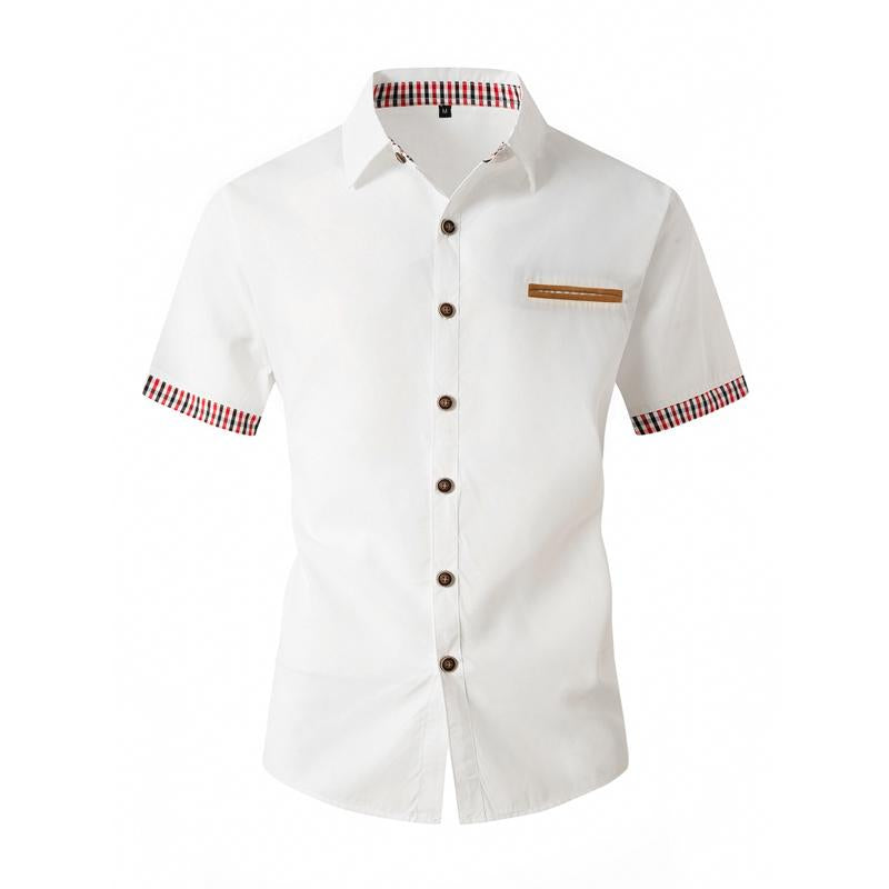 Men's Casual Plaid Print Chest Pocket Short Sleeve Shirt 11323454Y