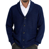 Men's Solid Color Lapel Casual Knitted Cardigan 56270297X