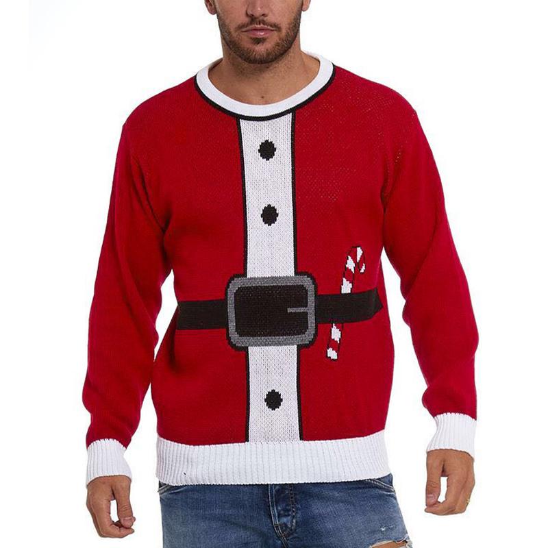 Men's Vintage Christmas Jacquard Crew Neck Ugly Sweater 63099213Y