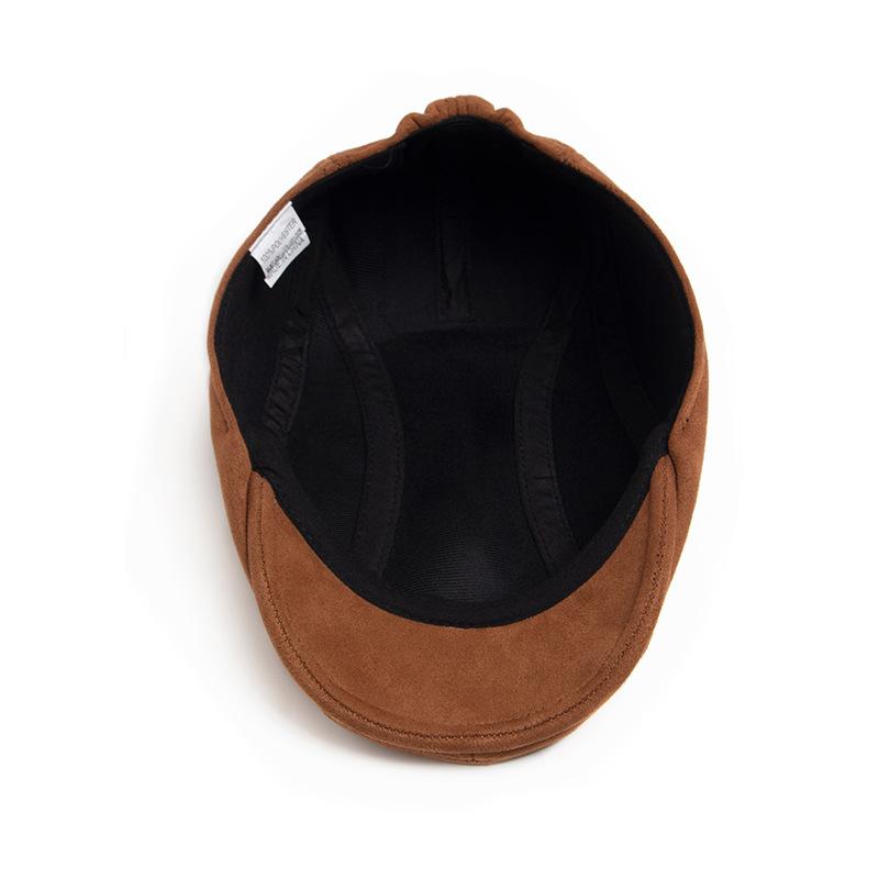 Men's Vintage Casual Solid Deerskin Beret 21646674TO