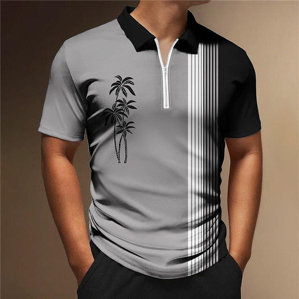 Men's Coconut Tree Print Short Sleeve POLO Shirt 55340020X