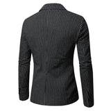 Men's Casual Striped Notch Lapel Single-breasted Slim-fit Blazer 84023907M