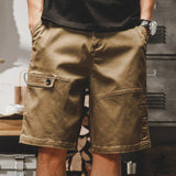 Men's Solid Color Straight Loose Multi-pocket Cargo Shorts 00954813Z