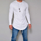 Men's Round Neck Slim Solid Color Long Sleeve T-shirt 50062697X