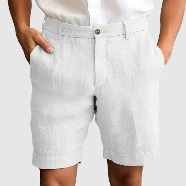 Men's Solid Color Cotton And Linen Shorts 71927194Y