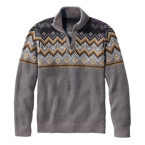 Men's Geometric Jacquard Stand Collar Long Sleeve Knit Sweater 97116452X