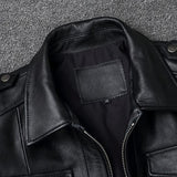 Men's Retro Motorcycle Multi-Pocket Lapel Leather Jacket 41655772Y