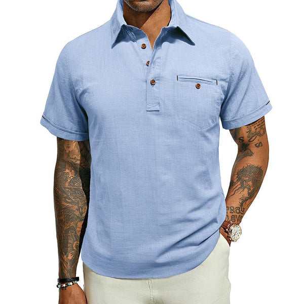 Men's Hawaiian Short Sleeve Cotton and Linen Shirt 97075121X
