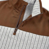 Men's Vintage Stand Collar Knitted Patchwork Sweatshirt 00945916X