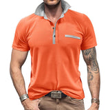 Men's Casual Short Sleeve Lapel Color Block Casual POLO Shirt 29363710X
