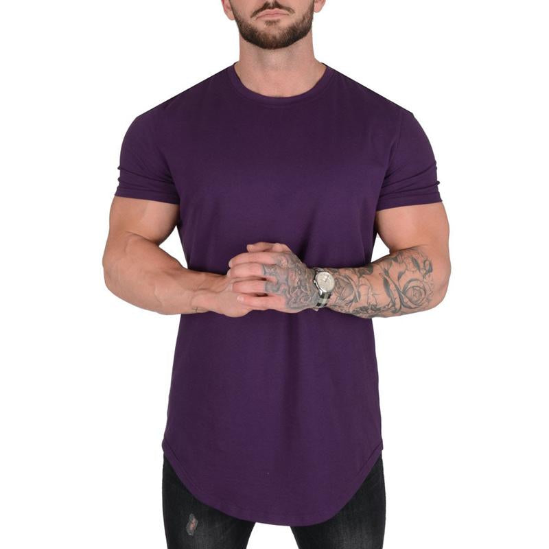 Camiseta de manga corta con cuello redondo y holgado de color liso para hombre 45316034X