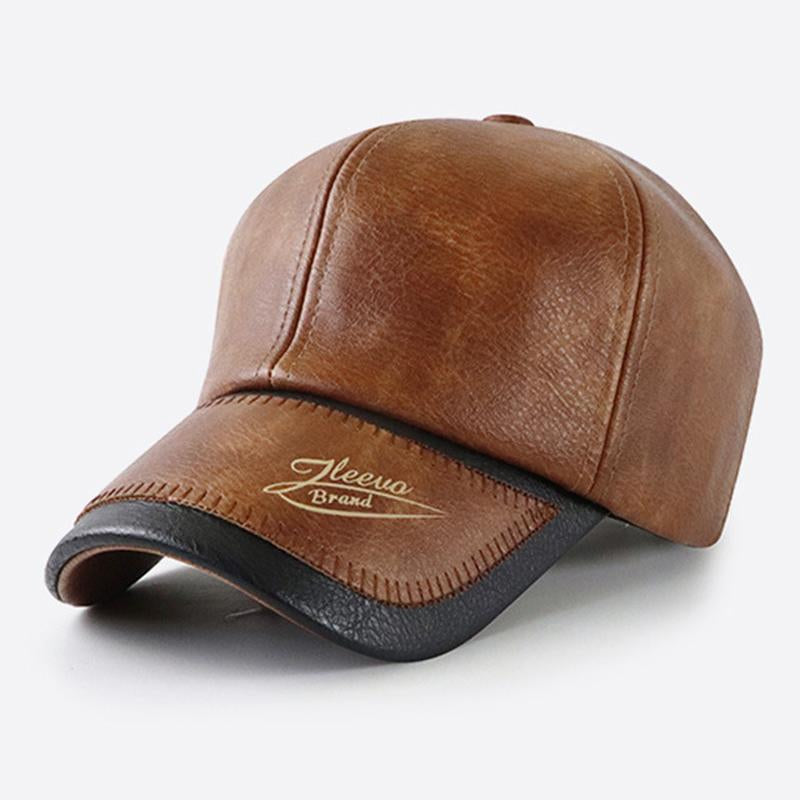 Men's Vintage Plush Warm Leather Baseball Cap 11017010U