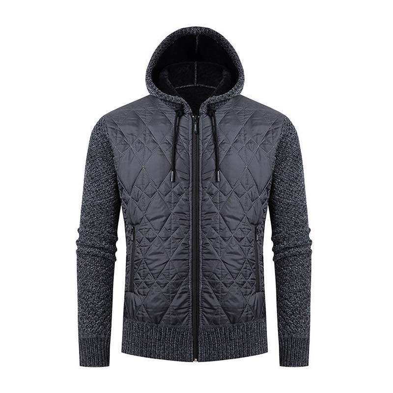 Men's Retro Classic Casual Plus Velvet Hooded Zipper Knitted Jacket 20152645K