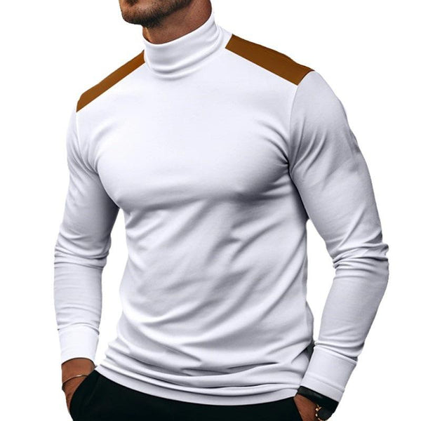 Men's Color Block Half High Collar Long Sleeve T-shirt 06983476Z