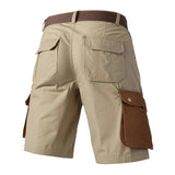 Men's Linen Patchwork Pocket Breathable Casual Shorts 23806711X