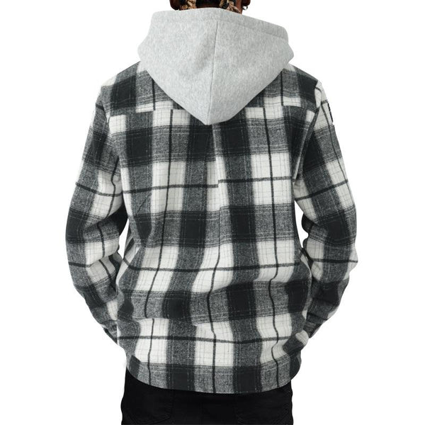 Men's Flannel Plaid Hooded Long Sleeve Casual Shirt 06533026Z