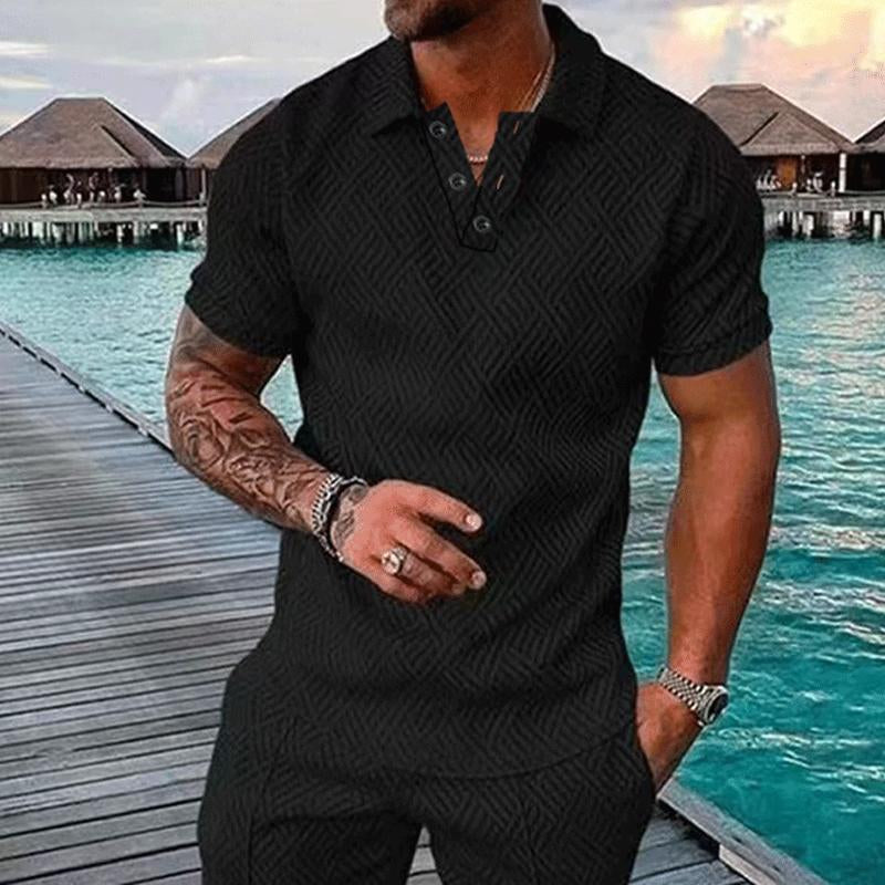 Men's Casual Solid Color Lapel Short Sleeve Polo Shirt 94739982Y