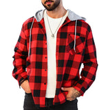 Men's Casual Plaid Long Sleeve Hoodie Jacket 91542016X