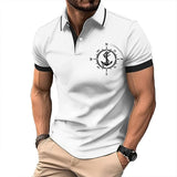 Men's Casual Compass Anchor Short Sleeve Polo Shirt 56093172TO