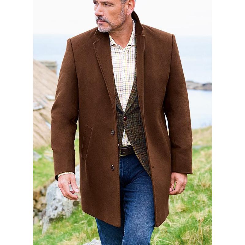 Men's Vintage Brown Suede Mid-Length Coat 42543428U