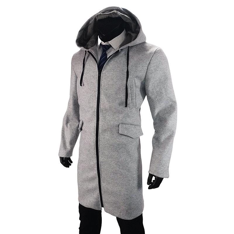 Men's Solid Color Loose Mid-length Hooded Coat 59152945X