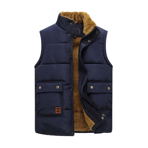 Men's Autumn And Winter Classic Plus Velvet Cotton Stand Collar Vest 91365891K