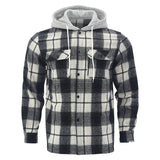 Men's Casual Hooded Daily Plaid Shirt Jacket 77255172X
