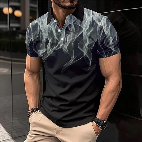 Men's Flame Gradient Print Short Sleeve Polo Shirt 50104590Y