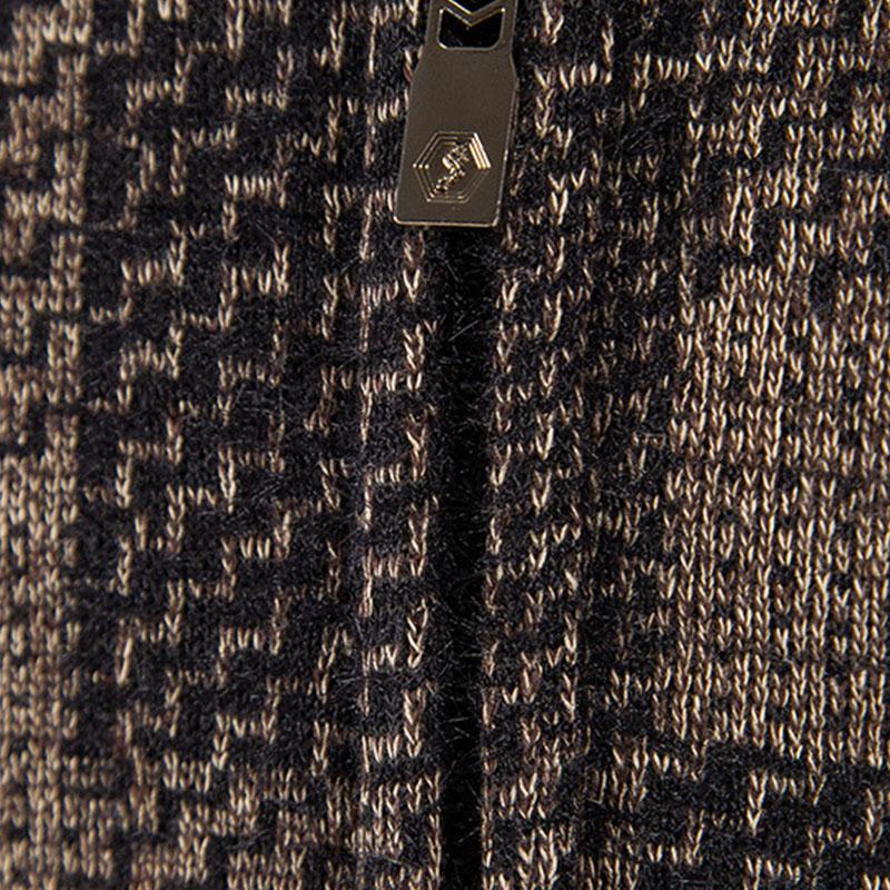 Men's Casual Plaid Fleece Baseball Collar Zipper Fly Knit Jacket 23445833M
