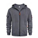 Men's Solid Color Hooded Multi-pocket Zipper Jacket 89390335Z