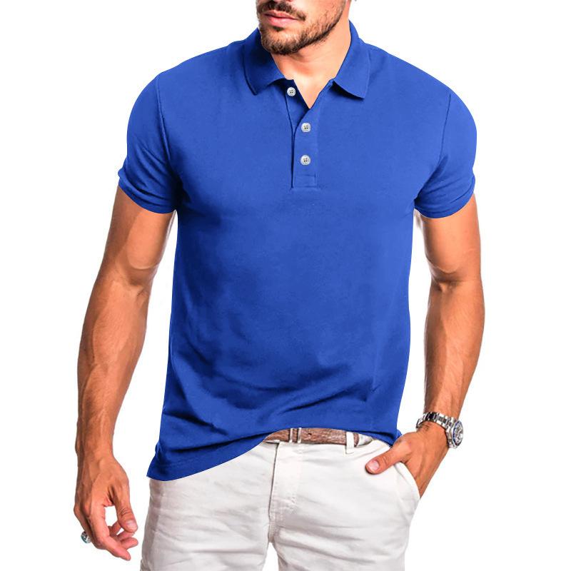 Men's Solid Lapel Short Sleeve Polo Shirt 36735197Z