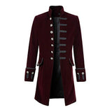Men's Retro Solid Color Single Breasted Stand Collar Coat 04137300X
