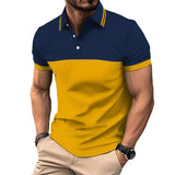 Men's Casual Simple Color Block Short Sleeve Polo Shirt 69068971TO