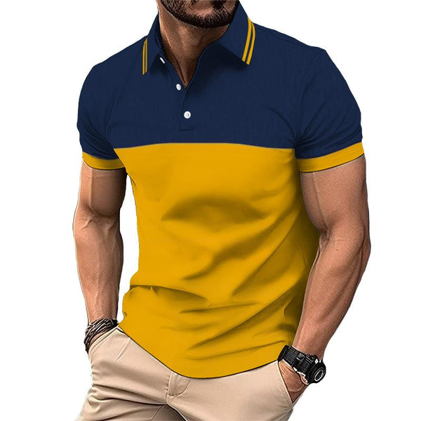 Men's Casual Simple Color Block Short Sleeve Polo Shirt 69068971TO