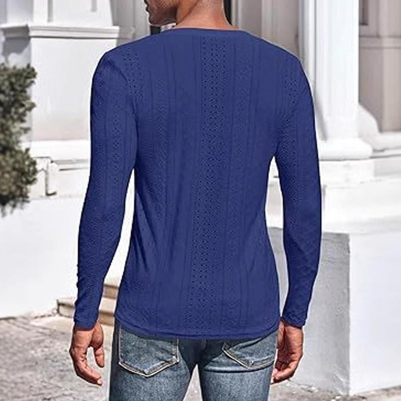 Men's Knitted Jacquard V-neck Long-sleeved T-shirt 47201390X