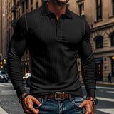 Men's Casual Elastic Long Sleeve POLO Shirt 38636391X