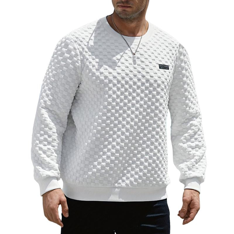 Men's Jacquard Checkered Crew Neck Sweatshirt 65424022X