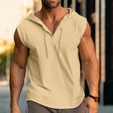Men's Casual Muscle Solid Color Hooded Tank Top 89662025Y