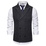 Men's Vintage Solid Color Double Breasted Lapel Suit Vest 75047508Y