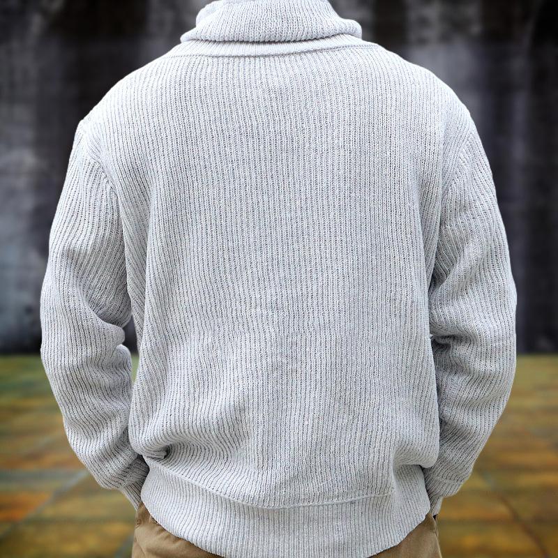 Men's Casual Solid Color Drawstring Pile Collar Knitted Sweater 05448302Y