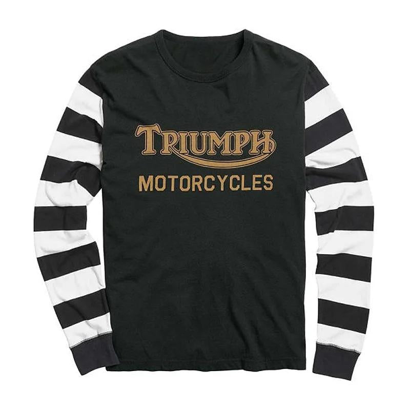 Men's Motorcycle Letter Print Panel Stripe Long Sleeve T-Shirt 51237853Y