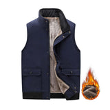 Men's Winter Classic Simple Plus Velvet Cotton Stand Collar Vest 90077166K