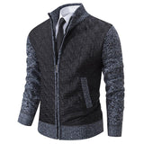 Men's Casual Stand Collar Zipper Warm Knitted Cardigan 12863260F