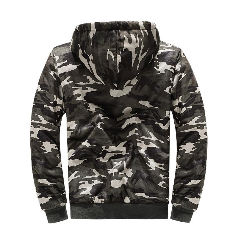 Men's Camouflage Fleece Warm Hooded Jacket 82658645U