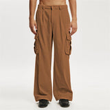 Men's Solid Color Corduroy Multi-pocket Cargo Pants 25400534Z