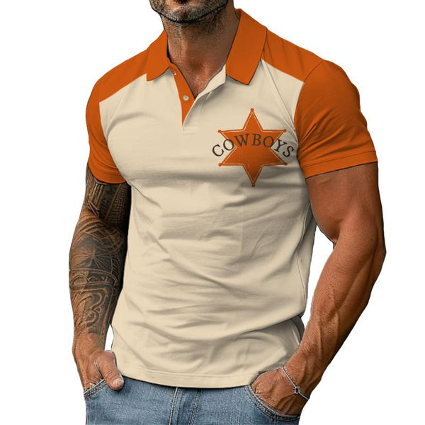 Men's Cowboy Color Block Polo Shirt 81160028TO
