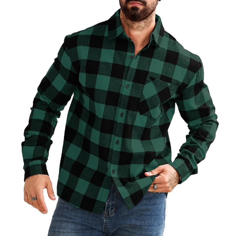 Men's Casual Plaid Lapel Shirt Jacket 84814297X